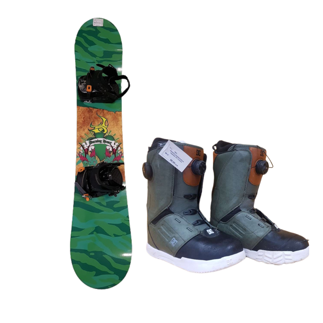 Bazárový snowboard PALE BURNING HEART SW green + snowboardové topánky DC Control 